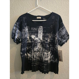 Cactus Black & White Italy Graphic Short Sleeve Tee XL